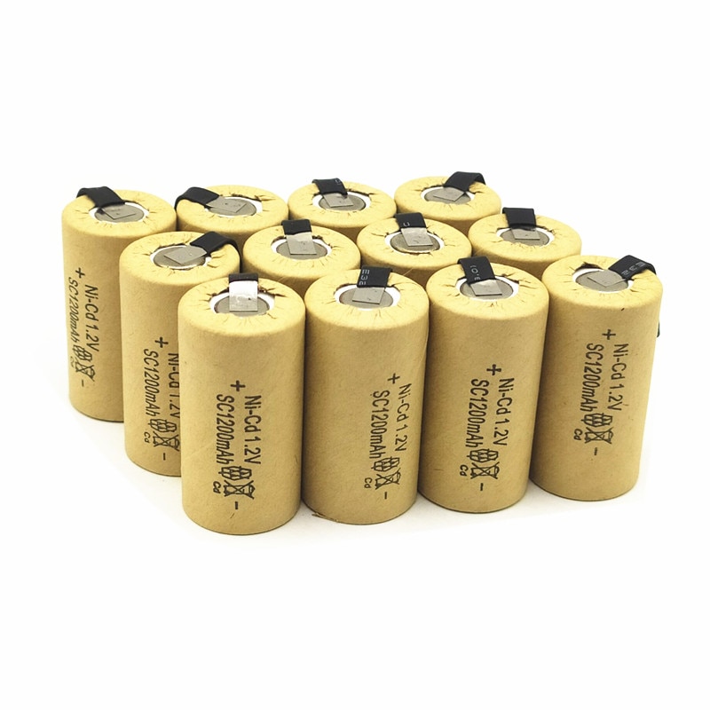 12 Stks/partij Batterij Oplaadbare Batterij Sub Batterij Sc Ni-Cd Batterij 1.2 V Met Tab 1200 Mah voor Elektrische Tool