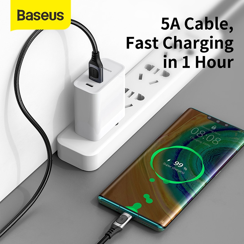 Baseus USB Type C Cable 5A PD Fast Charging Cable for Samsung S20 Huawei P30 Cable USB C Cable for Xiaomi iPad Pro Type C Cable