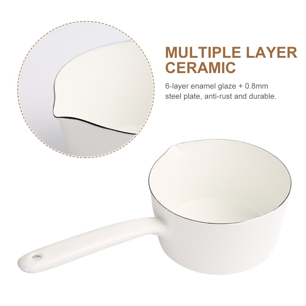 15Cm Gasfornuis Japanse Stijl Koffie Smelten Boter Warmer Babyvoeding Soep Melk Kokend Emaille Pot Steelpan Enkele Handgreep keuken