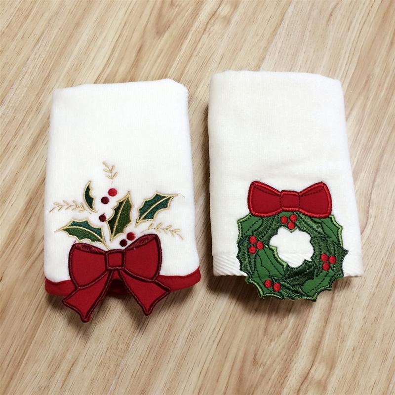 Serviette de nettoyage pour le visage, brodée de noël, bonhomme de neige, père noël, de nouvel an, ornements de salle de bain