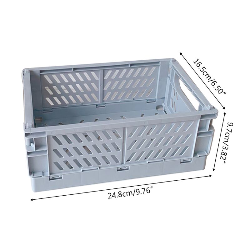 Collapsible Crate Plastic Folding Storage Box Basket Utility Cosmetic Container