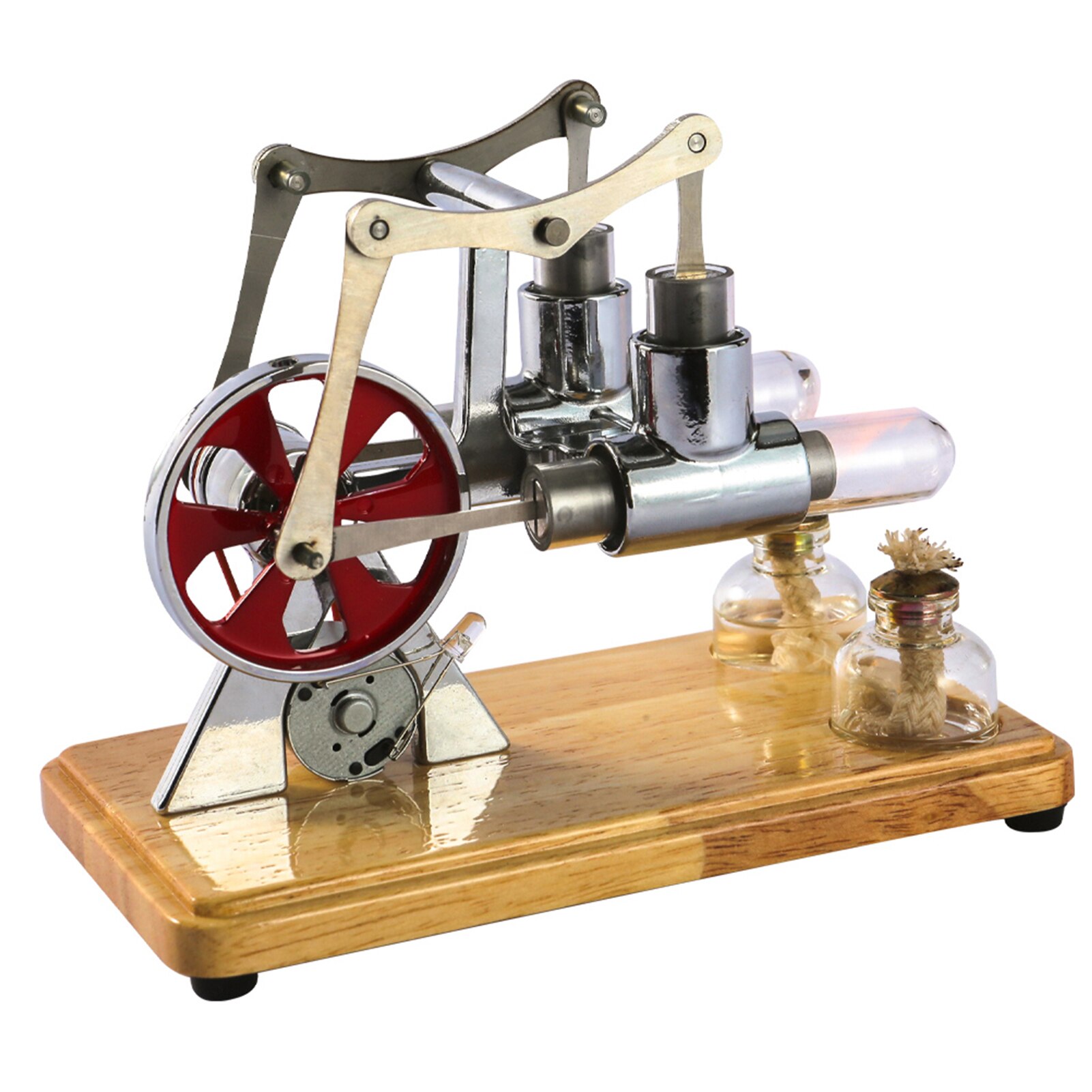 Stirling Motor- Bausatz Heißer Luft Motor- Modell Physikalische Dual Motor- Generator Modell mit LED Licht Schwungrad DIY Bildung Spielzeug