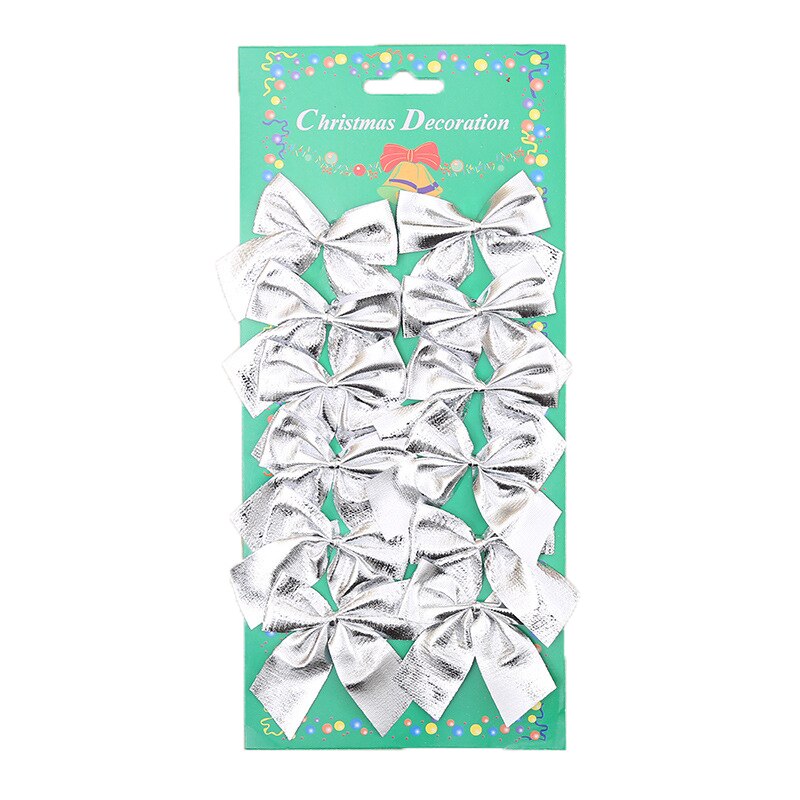 Rood goud zilver lint strikken kerst bedels decoratie strikken kerstboom decoratie ornament: Zilver