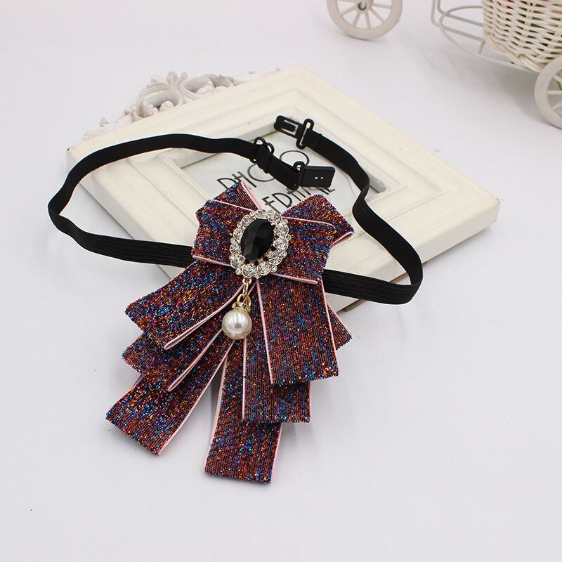 Britisk stil butterfly krave blomst imiteret perler sløje slips piger skoleuniform bank hals butterfly: Flerfarvet