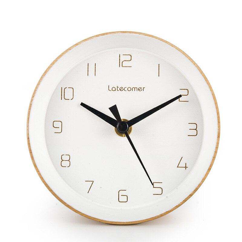 Wekker Laatkomer Japanse Stijl Houten Desktop Slaapkamer Woonkamer Desktop Elektronische Klok Digitale Klok BB4: WHITE
