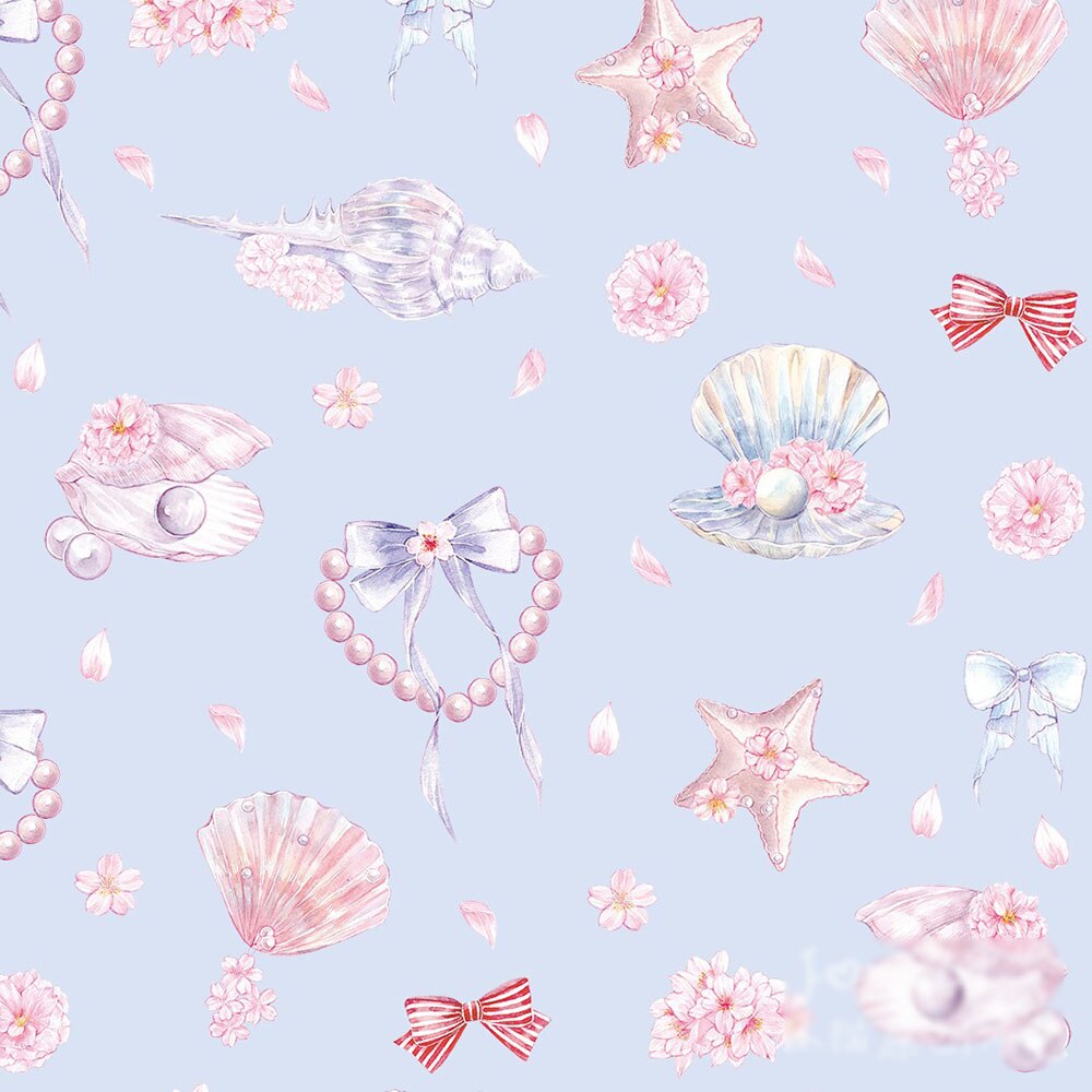 148cm Wide Polyester Cotton Fabric Ocean Shell Printed Tissue Home Textile Sewing Material DIY Making for Garment Kids Dress