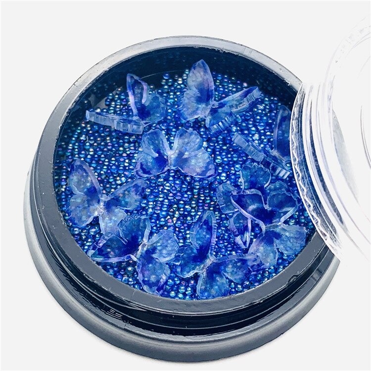 Ronde Crystal Nail Rhinestone Vlinder Nail Art 3D Vlinder Nail Art Steentjes, Diy: blue