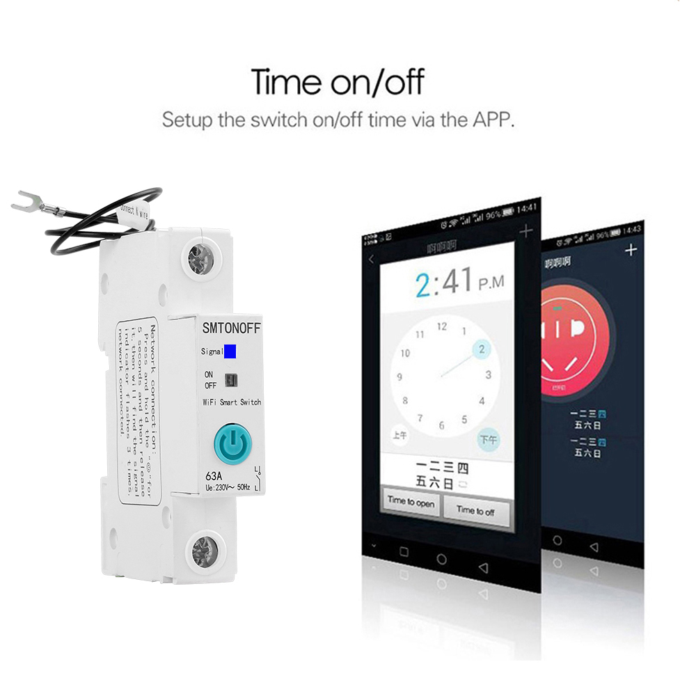 WiFi circuit breaker din rail switch timer remote control by ewelink app voice control Alexa echo and google home for Smart Home