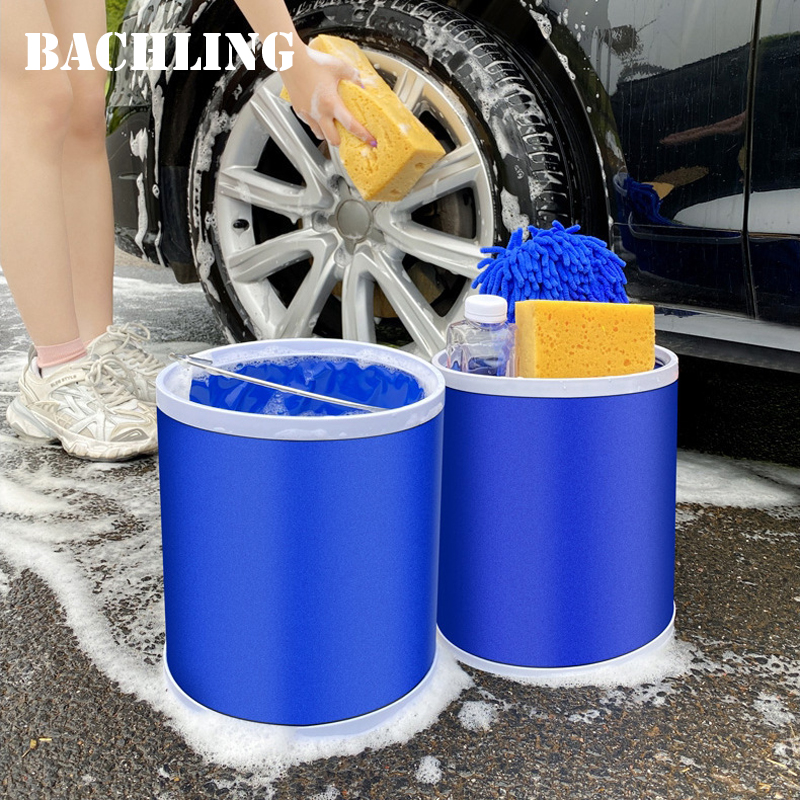 Cubo plegable para coche de 9/11/13L, cubos para lavado de coches de tela Oxford, cubo plegable portátil, multifuncional, resistente al agua