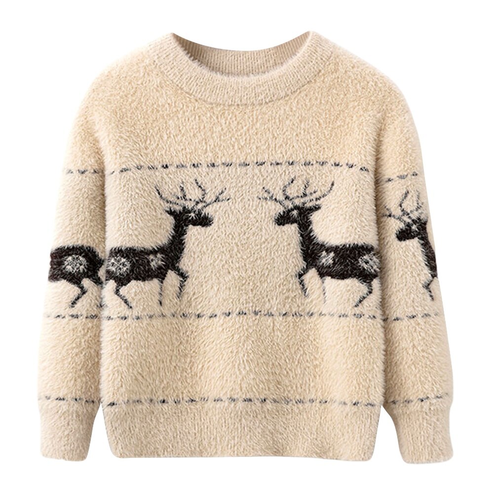 Autumn Winter Fawn Printed Sweaters for Boys And Girls Kids Cloth: A / 2-3T