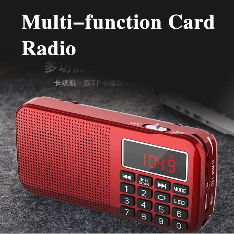 Bärbara fm-radioapparater digitalradio led-display uppladdningsbar radio usb/sd/tf/aux-spelare