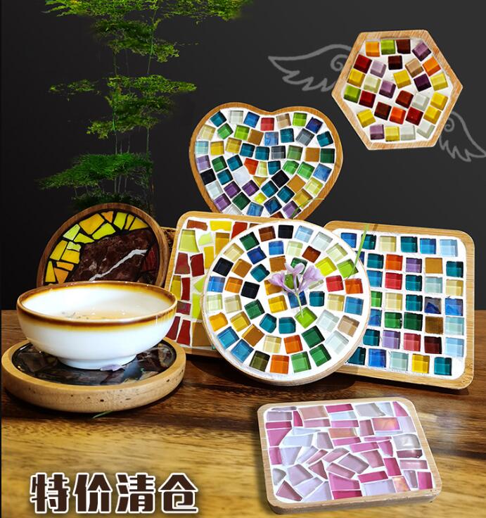 Bambus Herz Tasse Untersetzer Mosaik Untersetzer Tasse Matte Tischset Mosaik, Der eltern-Art DIY Handwerk Mosaik Werkzeug Bausatz
