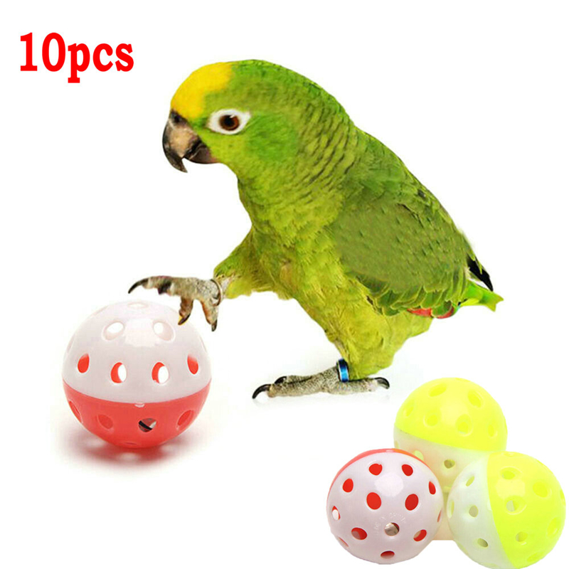 10Pcs Pet Parrot Toy Colorful Hollow Rolling Bell Ball Bird Toy Parakeet Cockatiel Parrot Chew Cage Fun Toys Pet Parrot Toy
