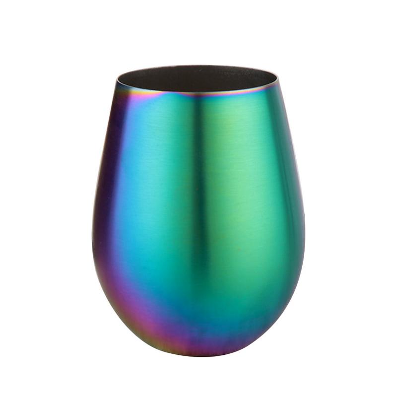 Vin dricksglas flerfärgad regnbåge iriserande hushållsstam 304 rostfritt stål enkellager färgpläterad stor mage e