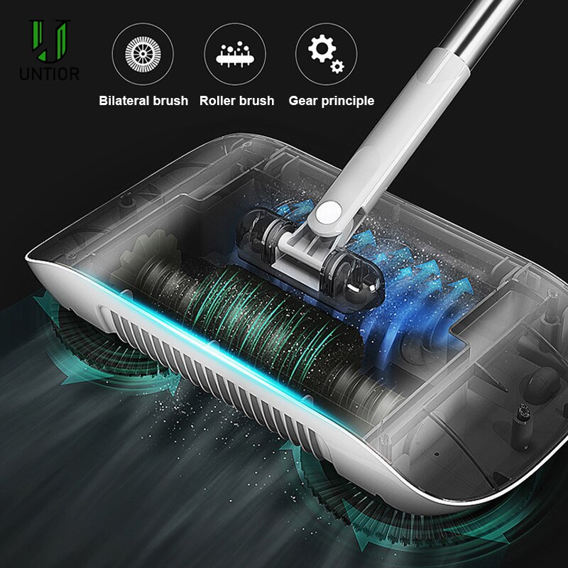 UNTIOR Hand Push Mop Sweeper All-in-one Mop Sweeper Magic Broom Dustpan Stainless Steel Sweeping Machine House Cleaning Tools