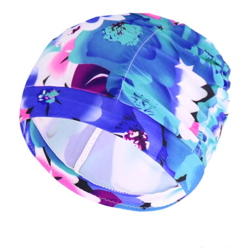 1Pc Hoge Elastische Badmuts Mannen Vrouwen Gratis Grootte Solid Bloemen Gedrukt Lange Haar Sport Zwemmen Zwembad Hoed Nylon tulband