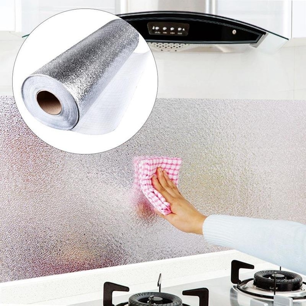 Multifunctional Kitchen Wall Sticker Aluminum Foil Waterproof Removable Self Adhesive Oil Proof DIY Wallpaper Wall Sticker