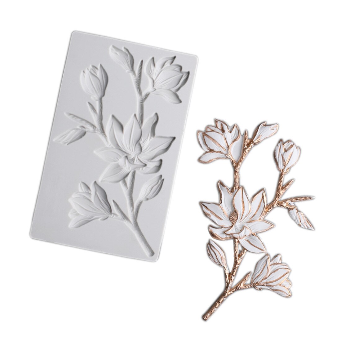 Camélia peônia rosa magnólia flor de cerejeira molde de silicone fondant bolo ferramenta de decoração sugarcraft ferramenta de cozimento de chocolate para bolo: Magnolia k848