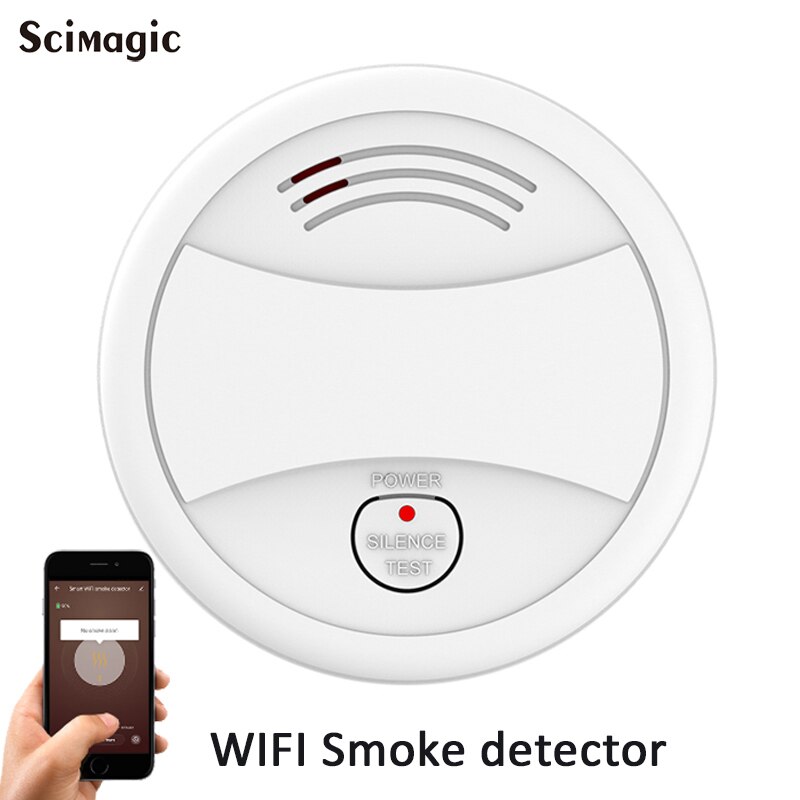 Independent Smoke Detector WiFi Fire Alarm Tuya/Smart Life APP Fire Detector Smoke Sensor 360° detection Low Battery Reminder