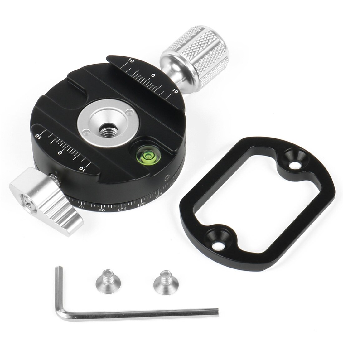 Aluminum Alloy 360degree Rotation Tripod Panorama Base Head Clamp Quick Release Plate Clamps with Conversion Screw Photography