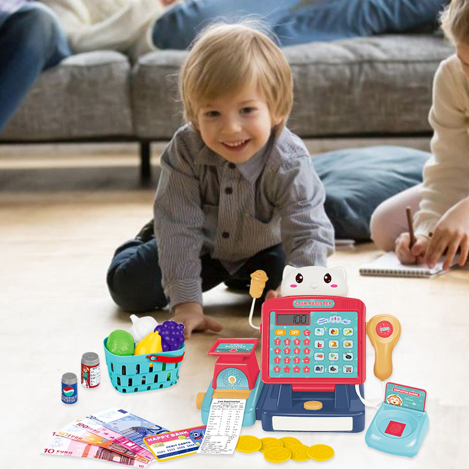 Fingir jugar Mini simulado supermercado caja registradora Kits de juguetes para los niños caja juego de simulación de roles cajero Juguetes