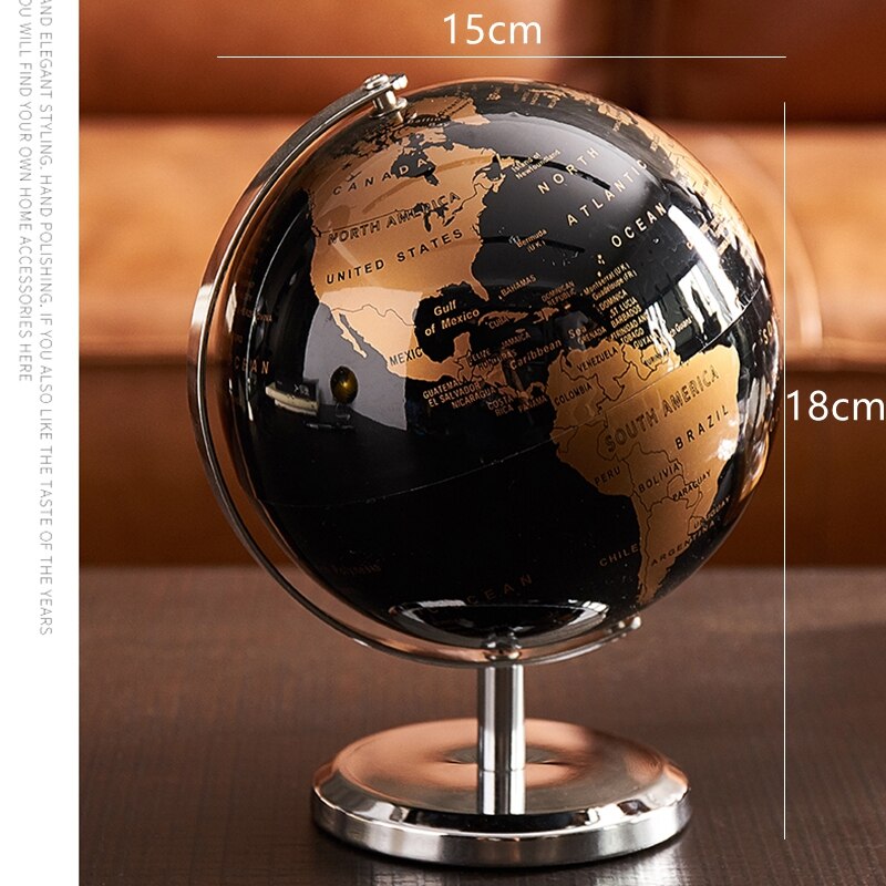 Wereldbol Mapa Home Decor Accessoires Globe Aarde 5 Inch Vintage Houten Globe Ornamenten Wereldkaart Geografie Desk Decor: Goud