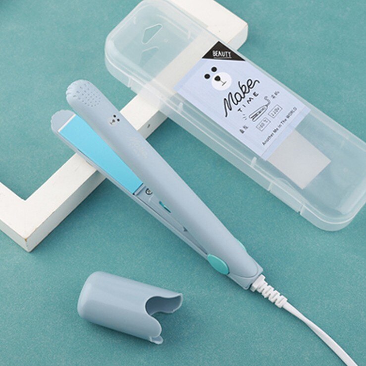 Mini hår krølltang 20w splint dobbeltbruk rette hår krøller frisør med eu plugg frisør: Hd002- blå