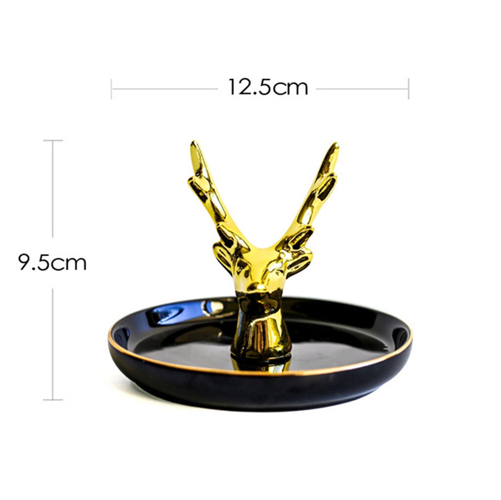 Vergulde Sieraden Plaat Woondecoratie Plaat Ring Sieraden Opslag Plaat Desktop Woondecoratie Elk Antler Sieraden Schotel