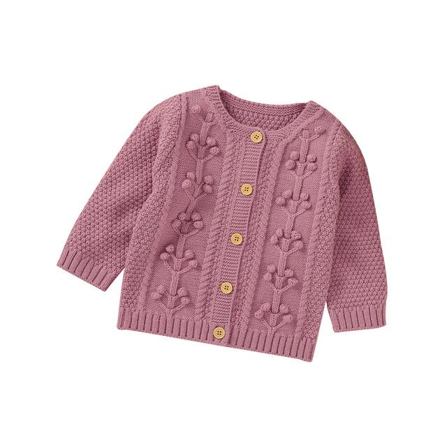 Kleinkind Baby mädchen fest Farbe Tasten hoch Kleinkind mädchen betroffen jacke langarm Winter warme gestrickte baumwolle strickjacke Mantel: Rosa / 12m