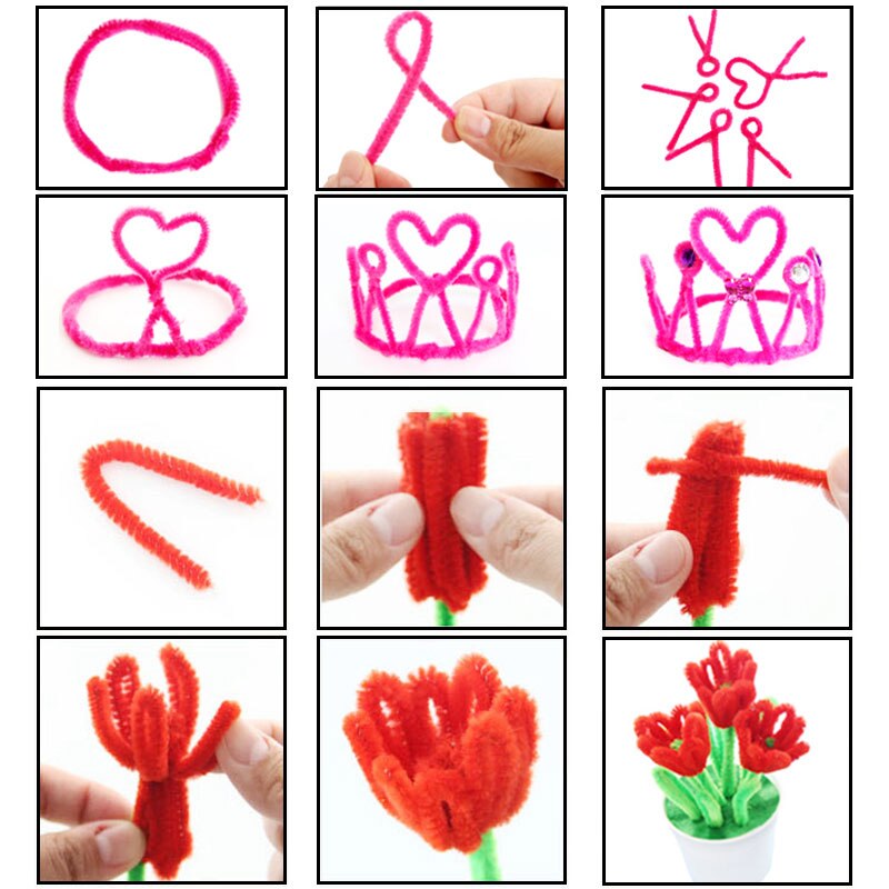100PC Kids Handmade Learning Educational Toy Multicolour Chenille Stems Pipe Hairball Stick Enhance hands-on Ability Kids Toys