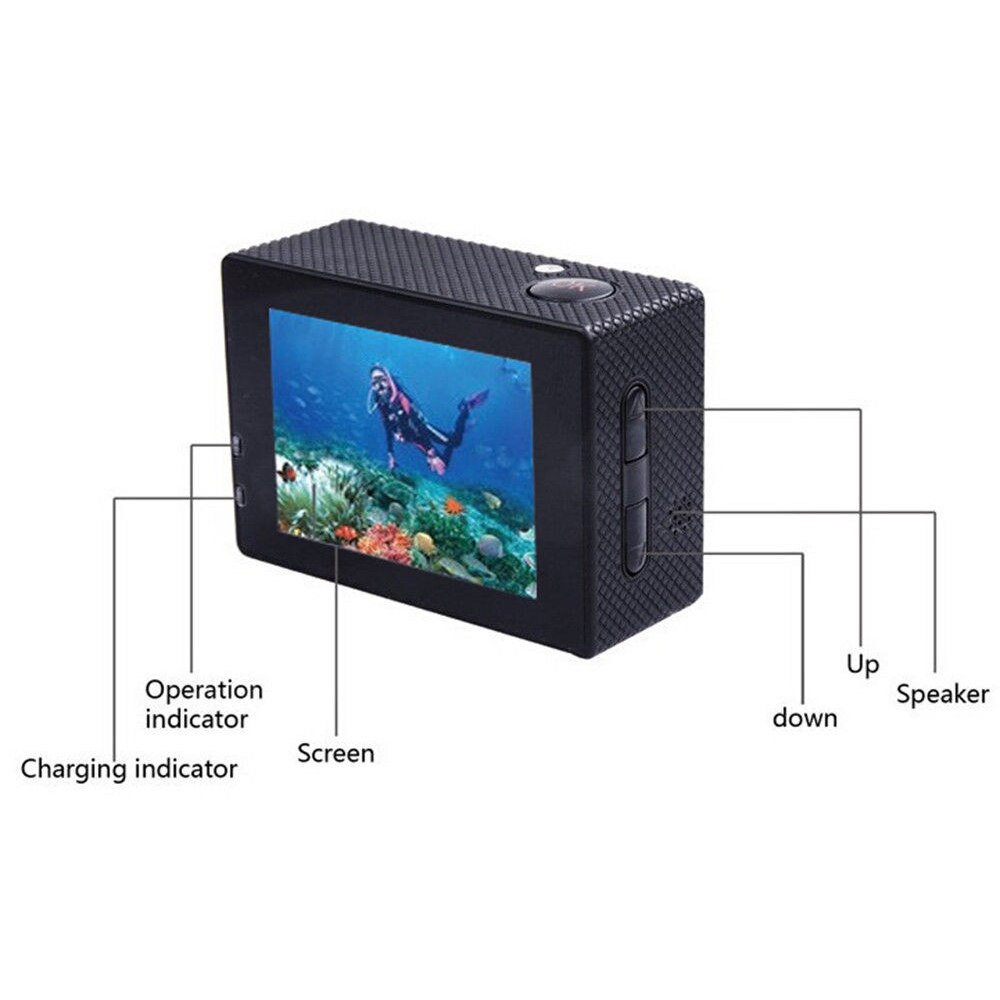 FORNORM Camera Sport DV Video Camera 2 inch Full HD 1080p 12MP 70 degree Wide-angle Camera Camcorder Waterproof Camcorder Car