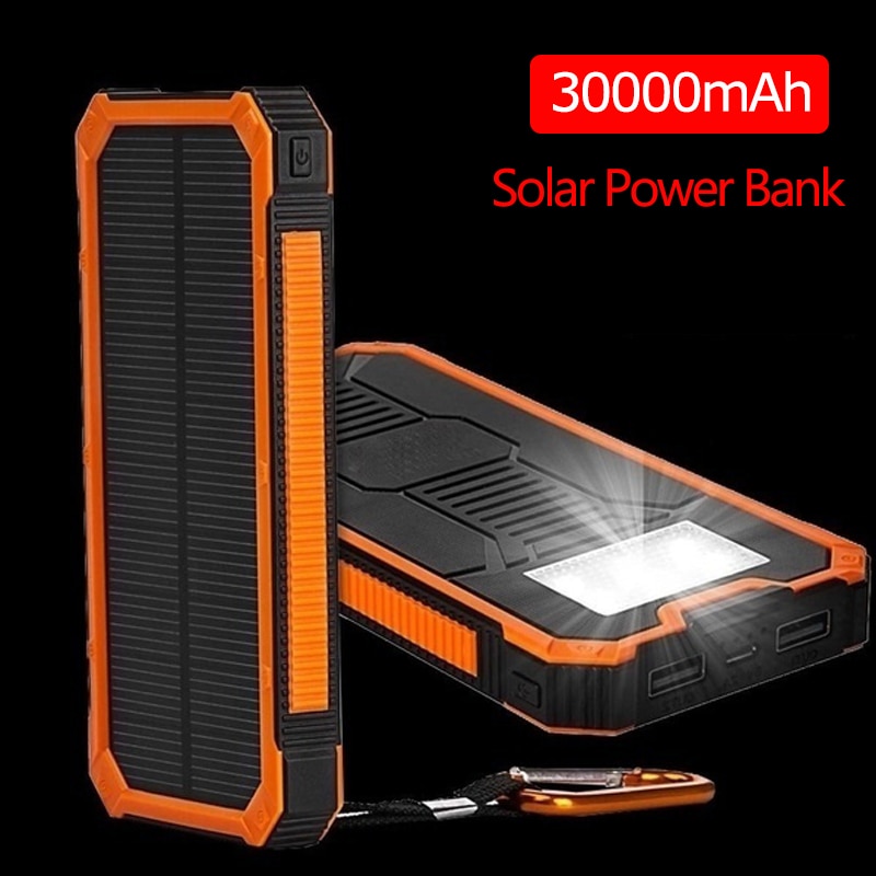 Riesige Kapazität Solar Power Bank 30000mAh Dual-USB Wasserdichte Solar Power Bank Ladegerät Für Alle Telefon Iphone huawei Xiaomi