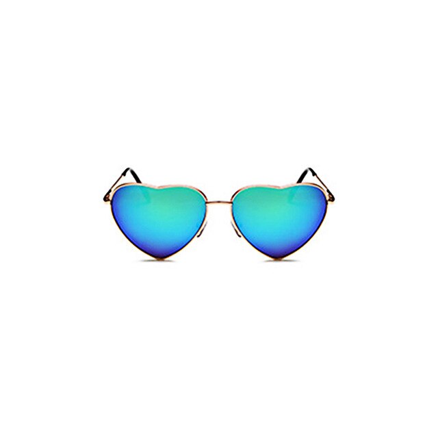 Damas Corazón en forma de gafas de sol de Metal de de las mujeres sin montura amor océano claro lentes gafas de sol Uv400 conductor gafas: Green