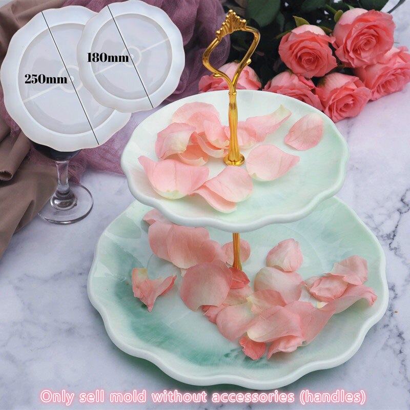 Fruit Tray Mold Tea Tray Glue Mold Tray Silicone Mold Resin Glue Set Tray Coaster DIY Material Package: 2-layer flower molds