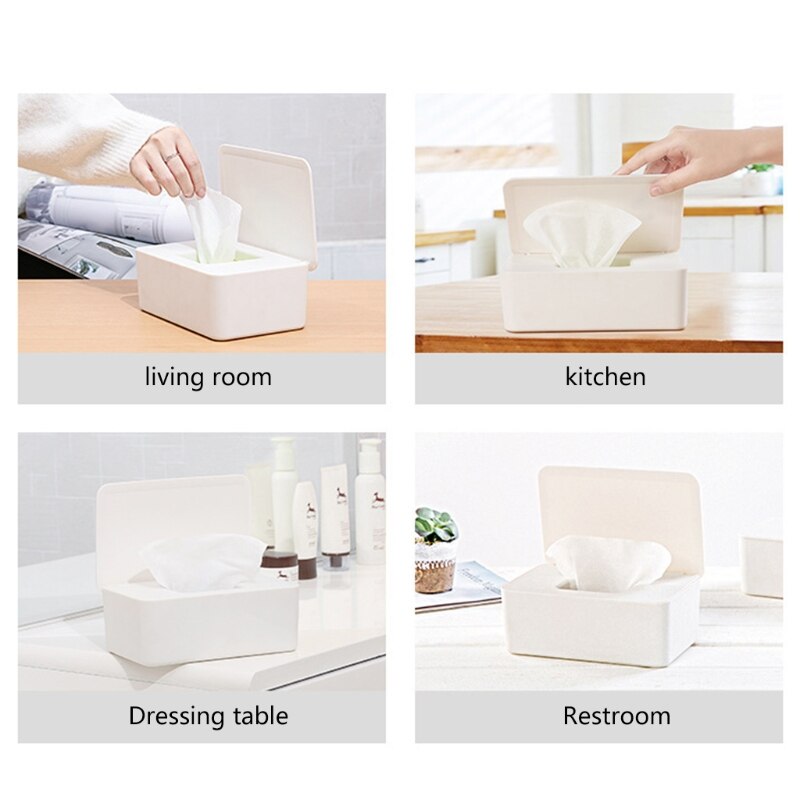 Wet Tissue Box Desktop Seal Baby Wipes Paper Dispenser Napkin Storage Holder Lid