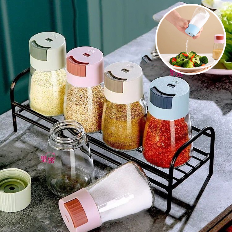 Quantitative Press Salt Shaker Sealed Seasoning Jars Adjustable Measurable Control Spice Containers Kitchen Cooking Essentials