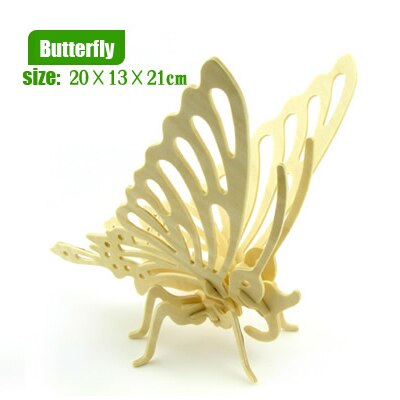 Dinosaurier puzzle tiere holz spielzeug dreidimensionale modell montiert puzzle spielzeug DIY für baby kinder pädagogisches 3D puzzles: Butterfly