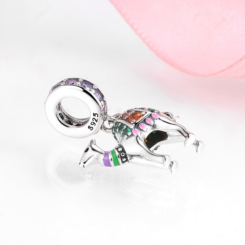 925 Sterling Silver Colorful CZ Desert camel Fine Pendant Beads fit Original Mikiwuu Charm Bracelets Necklace Jewelry Making