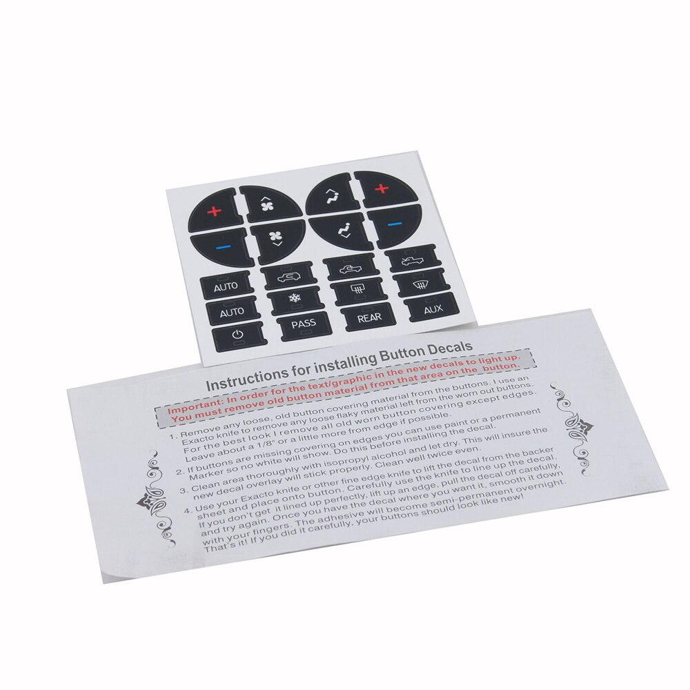 Autosticker airco dashboardknop reparatieset stickers vervangen voor chevrolet gmc tahoe