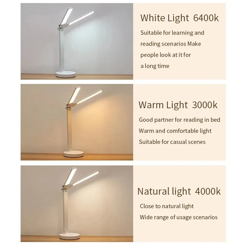Lâmpada de mesa led usb recarregável toque luz da noite 3 níveis regulável proteção para os olhos dobrável lâmpada mesa para o quarto cabeceira readin