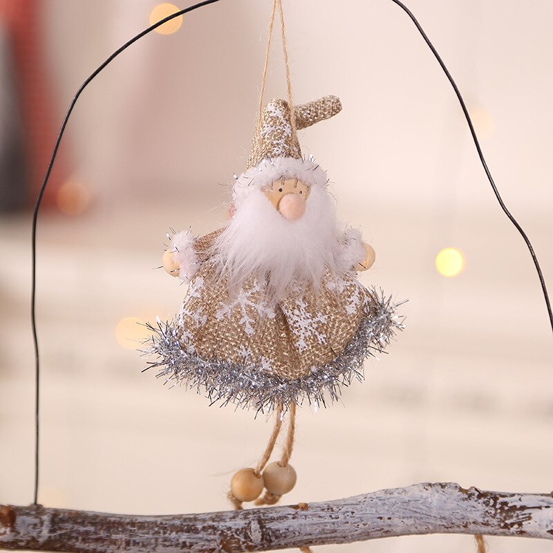 Juletræspynt engeldukker navidad ornamenter kerst natal dekor juledekoration til hjemår børn: Santa khaki