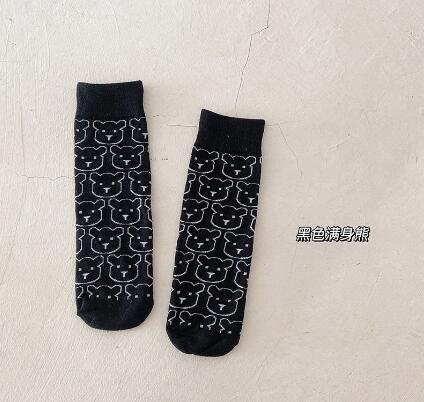 Calza per bambini autunno cartoon orso baby Legwarm cotton tube boy girl calza scaldamuscoli per bambini: black bear
