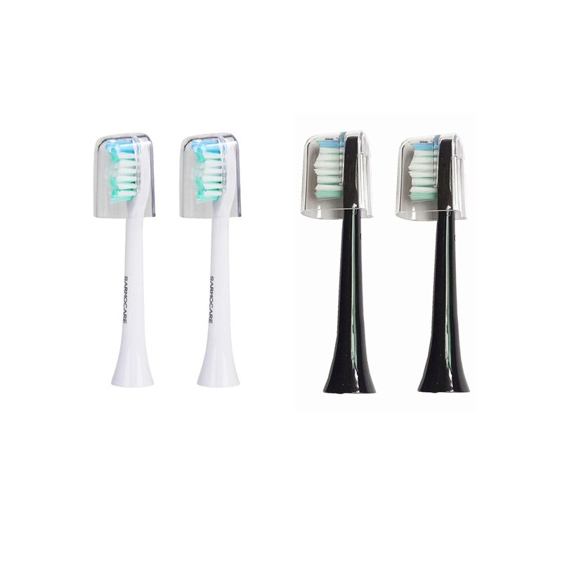 2 pcs Toothbrushes Head for Sarmocare S100 Ultrasonic Sonic Electric Toothbrush fit Digoo DG-YS11 Electric Toothbrushes Head: 2 black 2 white