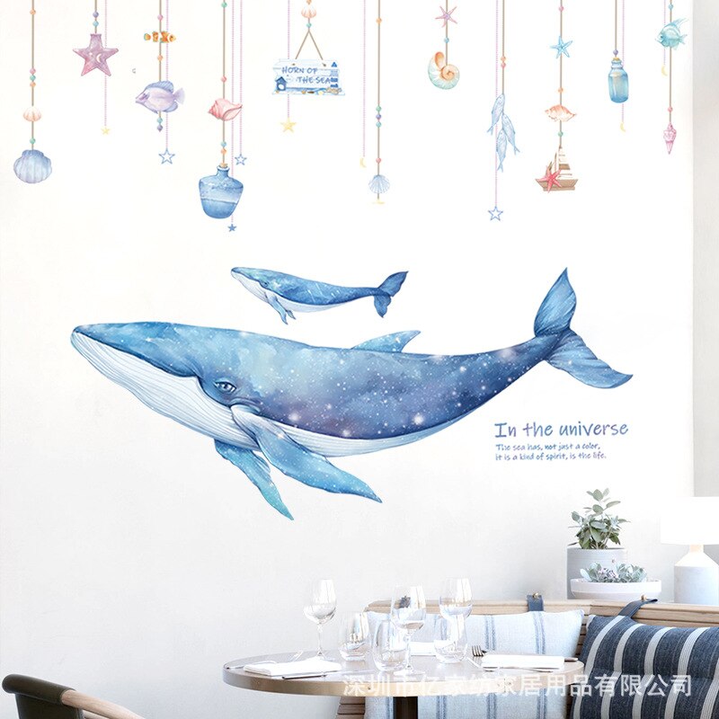 Marine baleine corail autocollant Mural bricolage monde de la mer pour bébé enfants chambre chambre décor papier peint maison pépinière murale décalcomanie