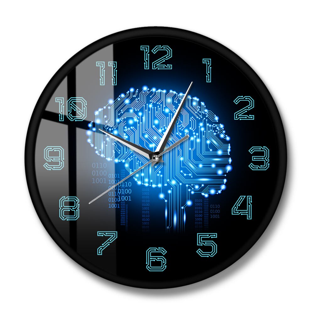 Horloge murale à Code binaire pour Geeks, horloge murale à mouvement silencieux, décoration de bureau, société, Circuit imprimé: Metal Frame