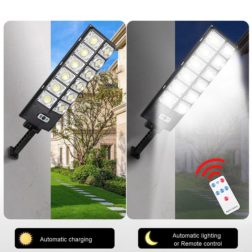 8000W 504LED Solar LED Street Light Waterproof PIR Motion Sensor Smart Remote Control Lamp Outdoor Garden Security Wall Light