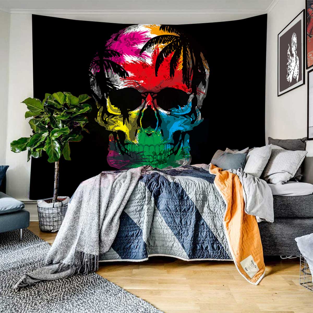 Tapijt Muur Opknoping, Bohemian Skull Dreamcatcher Decoratief Tapijt Voor Woonkamer Slaapkamer