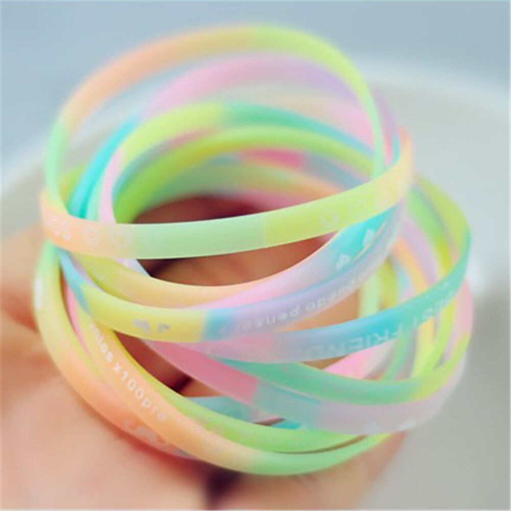 Printed Letters Luminous Silicone Sports Bracelets &amp; Bangles for Women Fluorescent Rubber Fitness Thickening Wristband Bracelet