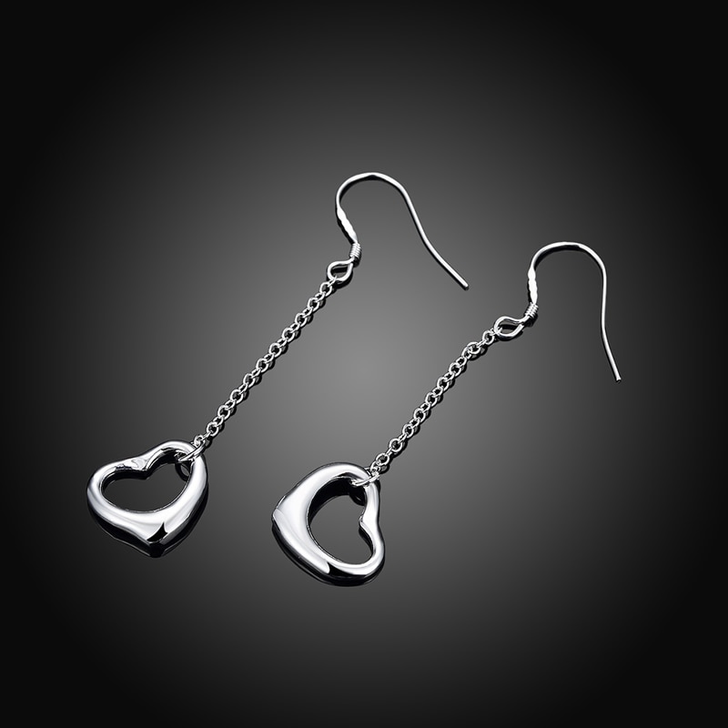 925 Zilveren Sieraden Sets Romantische Hart Hanger Ketting Kettingen Lange Kettingen Dangle Earring Armband Set Vrouwen Engagement Sieraden
