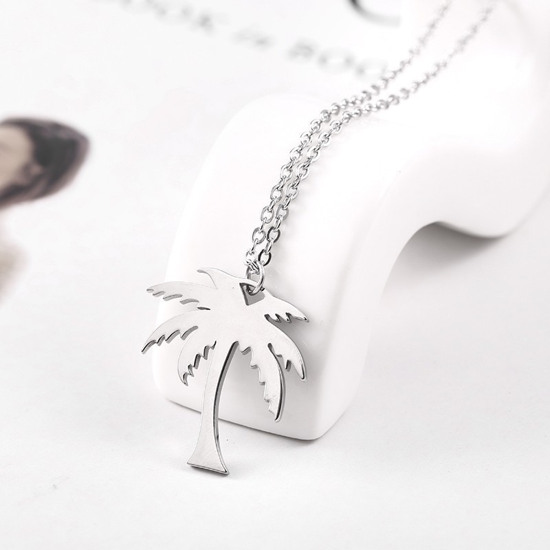 RIR Vrouwen Dainty Gouden Palm Boom Ketting Rvs Coconut Hanger Kettingen Minimalistische Plant Sieraden